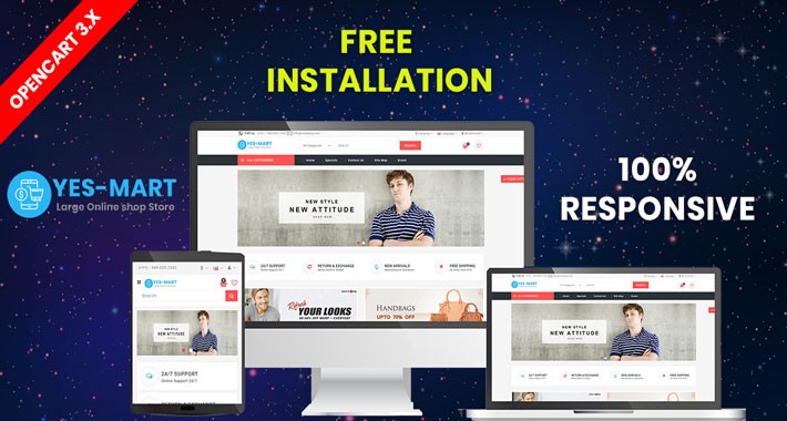 Yesmart opencart 3 and 4  website theme (shopping, fashion)