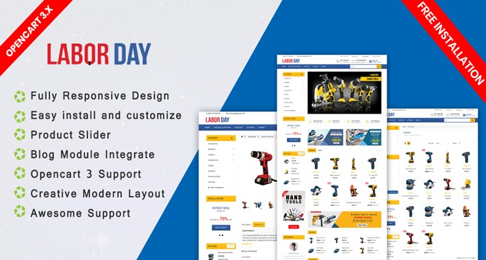 Labour Tools opencart 3.0.3.2 template (Free installation)