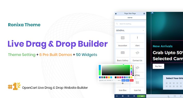 Ronixa Theme - OpenCart Live Drag and Drop Page Builder
